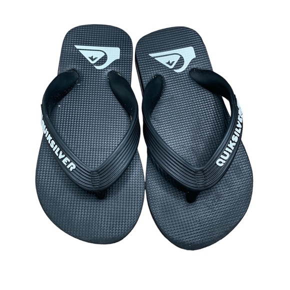 Quiksilver Black Beach Flip Flops sz 11/12 - Picture 1 of 4
